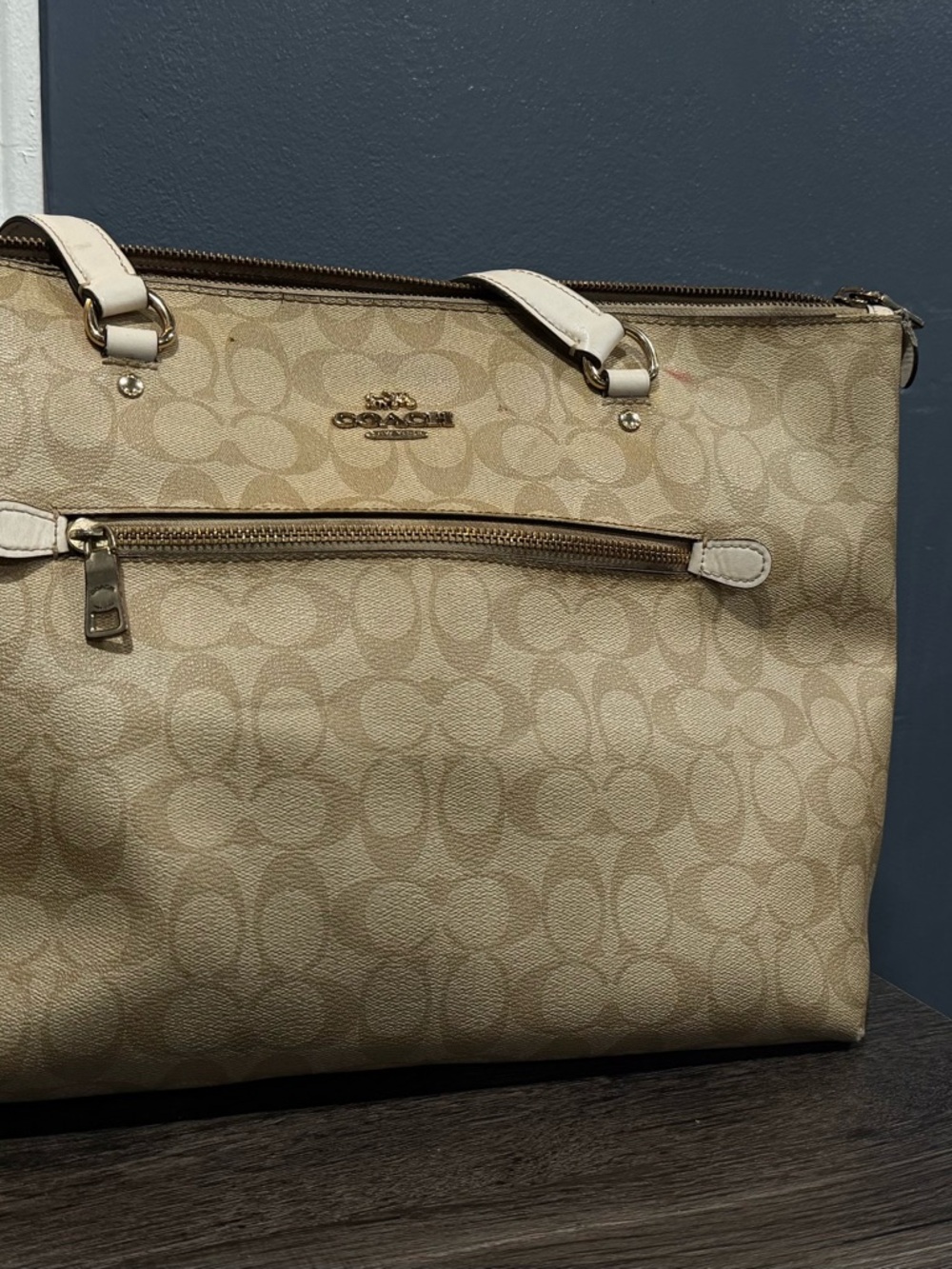 Coach Khaki & Chalk Signature Canvas Tote